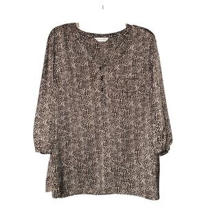Christopher & Banks Leopard Print Blouse XL 3/4 Sleeve Animal Print‎ Relaxed